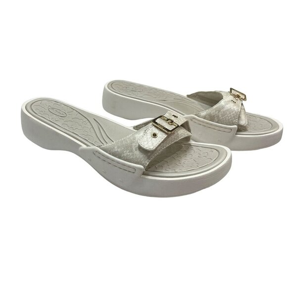 Dr‎ Scholls Sandals Womens 11 Rock On Max Slides White Gray Snake Print Comfort - Picture 1 of 10